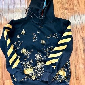 Off-White NWT black and gold  snowflake hoodie